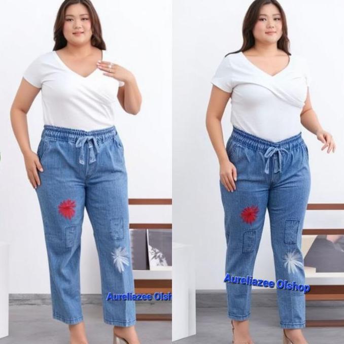 Zeta Celana jeans bunga dewasa STANDAR MAX 100KG MUAT