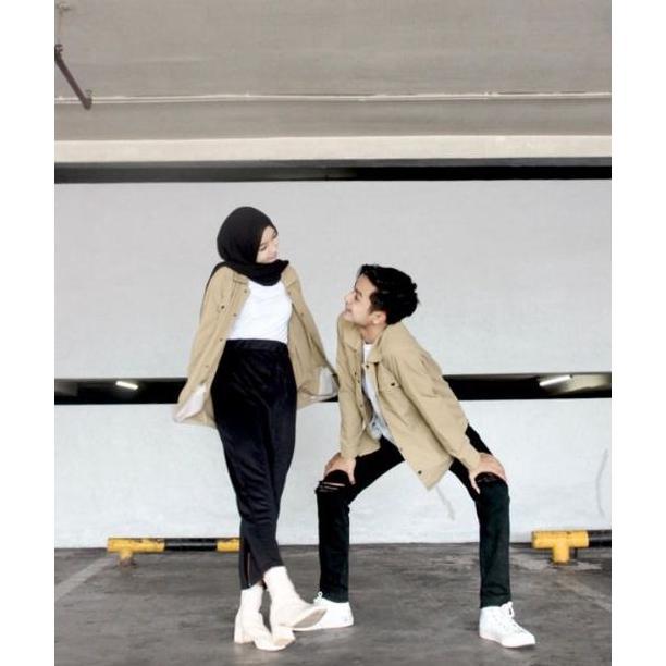 Kemeja Outer Couple Set Korean Style - Kemeja Oversize Pria Wanita - Baju Couple