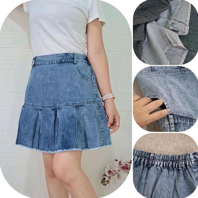 Rok Celana Rempel Rawis/rok pendek wanita/rok pendek kekinian/skort jeans premium