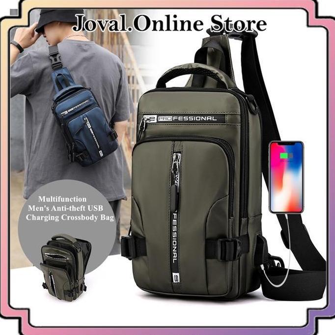 TAS SELEMPANG PRIA KEREN MULTIFUNGSI SLING BAG PRIA WAISTBAG PRIA SPORT WATERPROOF Tas Pinggang Slin