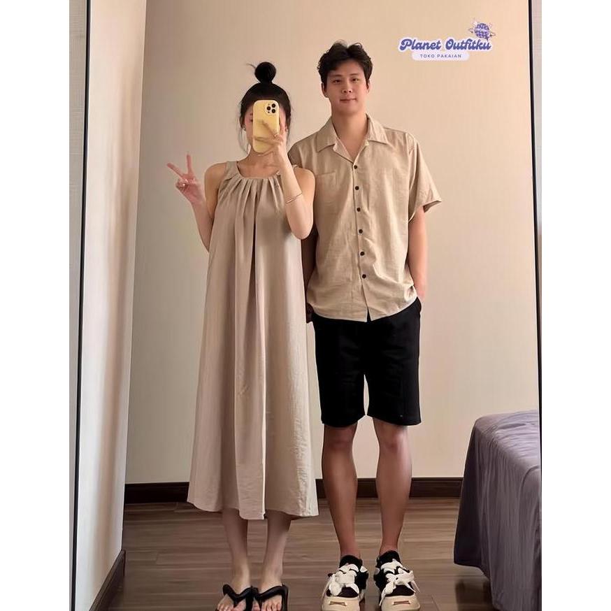 BAJU COUPLE PASANGAN TERBARU DEANA COUPLE DRESS + KEMEJA // ONE SET COUPLE // BAJU PASANGAN