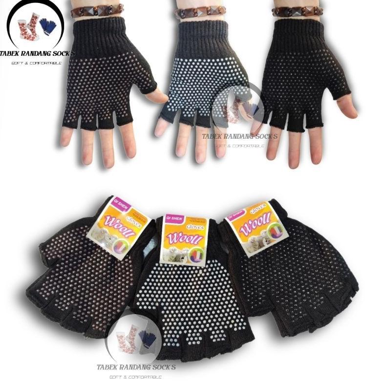 Grosir (6&12 Pasang) Sarung Tangan Rajut Buntung Anti Slipp/Sarung Tangan Setengah Jari Anti Licin/S