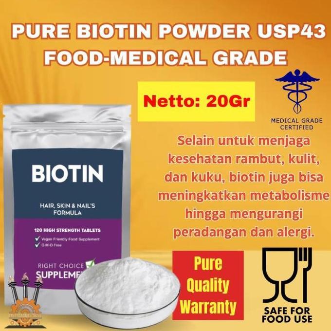Biotin Vit H Powder 20 Gr Best Hair Vitamin Raw Material