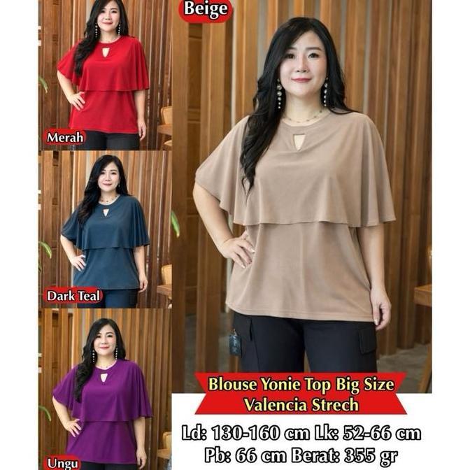 Fina Bigsize - Yonie Blouse Bigsize Atasan Wanita Jumbo | Atasan Sincia/Imlek Terbaru 