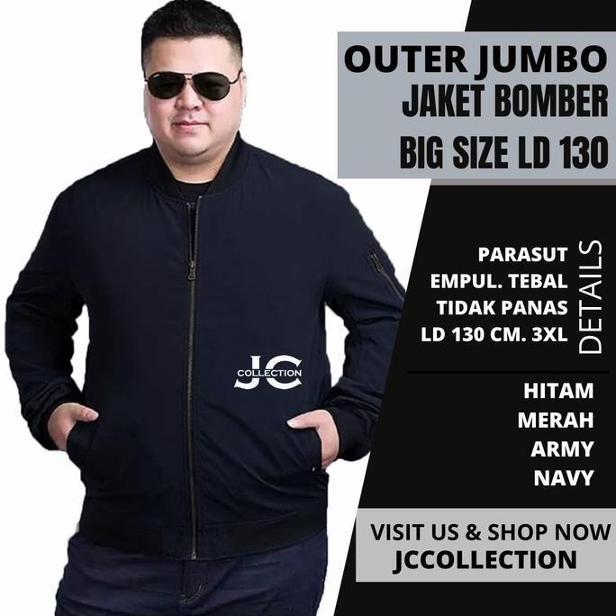 Jaket Bomber Jumbo Pria / Jaket Motor Cowok Bomber Parasut Big Size 3XL / Jaket Distro Hitam Waterpr