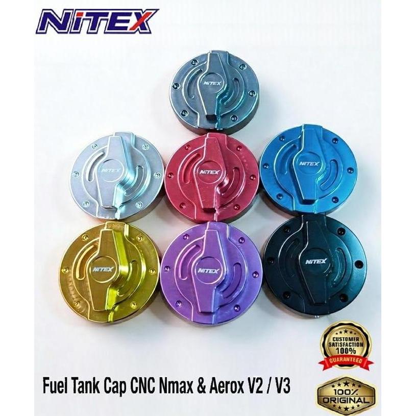 Nitex Tutup Tangki / Fuel Tank Cap Nmax & Aerox V2/V3 Cnc Premium Anodized Finish Baru