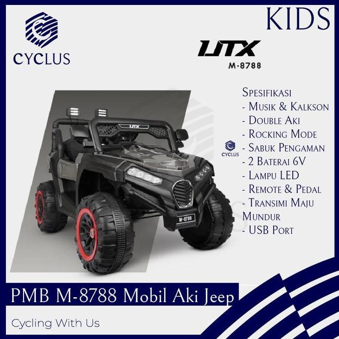 Promo Instan Mobil Aki Jeep Pmb M-8788 M8788 Utx Mainan Anak Remote Control Cod