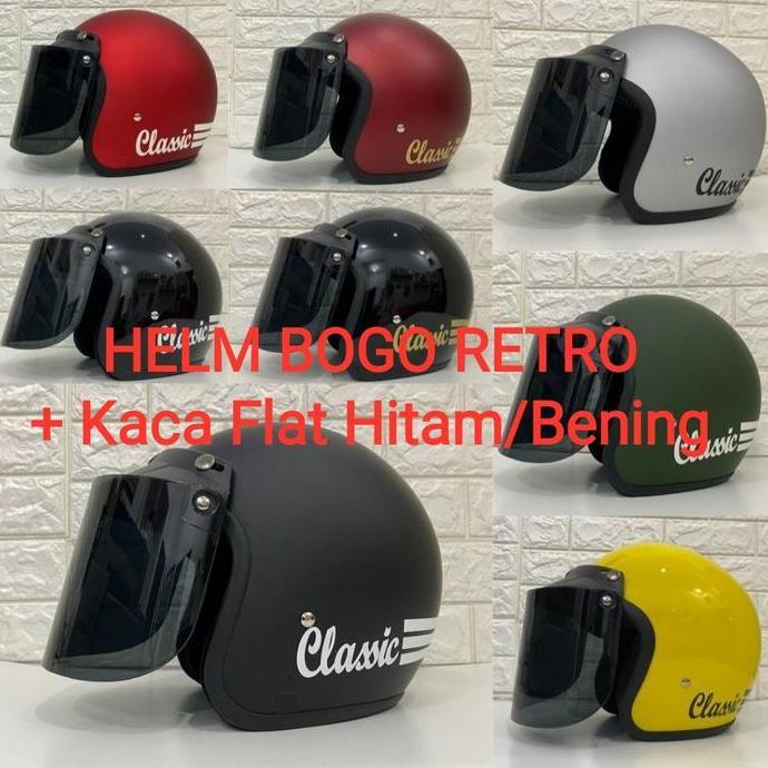 TERLARIS HELM RETRO BOGO CLASIC DEWASA DOF DAN GLOSSY / HELM BOGO DEWASA / HELM