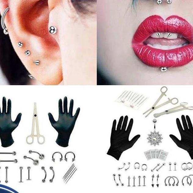20/41Pcs Alat Tindik Alat Tindik Telinga + Anting Pria Set Alat Tindik  Alat Tindik Satu Set