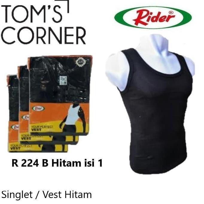 Singlet Pria Rider 224 | Vest | | Kaos Dalam Pria Branded | Hitam In Stock
