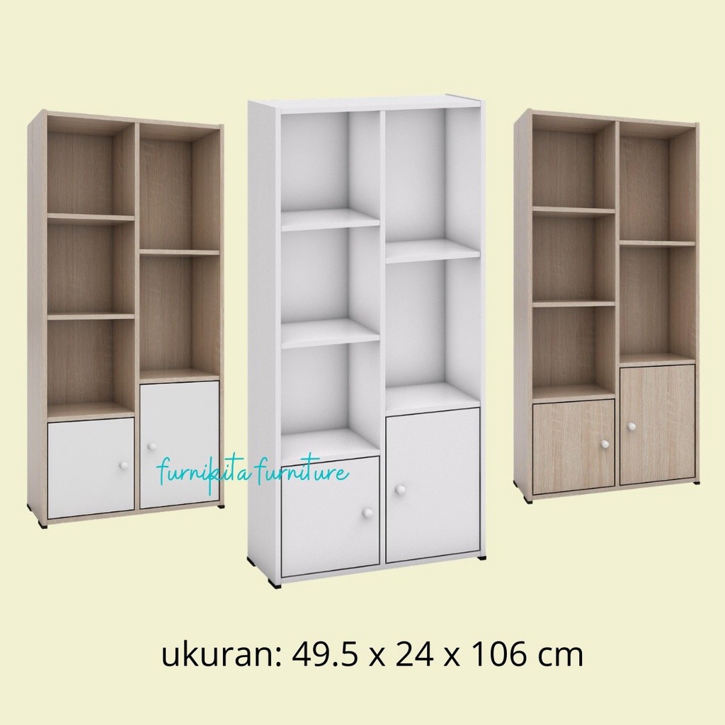 Rak Buku Pajangan Serbaguna 7 Sekat Putih Minimalis / Lemari Buku / Lemari Hias