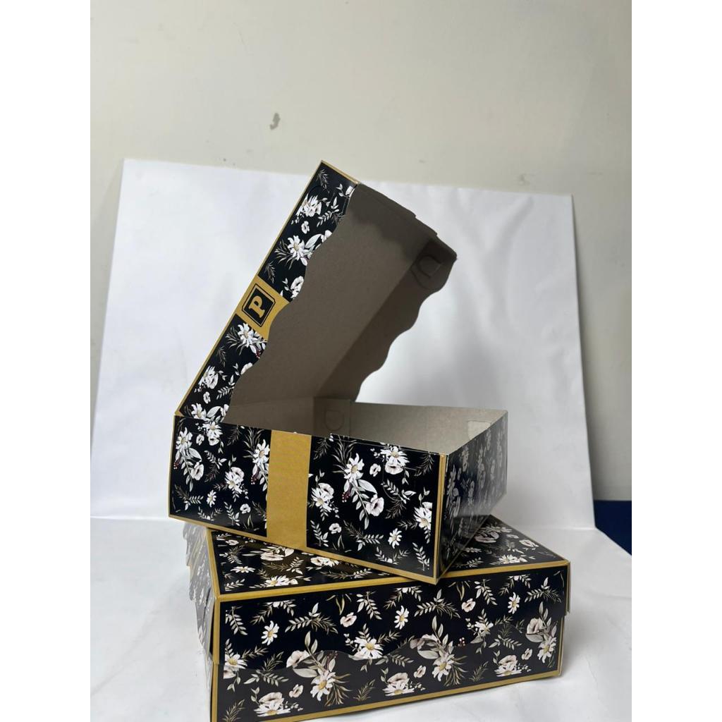 Box Dus Nasi Kotak R10K Motif Batik Hitam Premium - Ukuran 20X20X7 Cm - Isi 100 Pcs