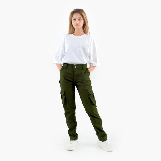 Celana Cargo Panjang Wanita Slim Fit Cargo Pants Jumbo