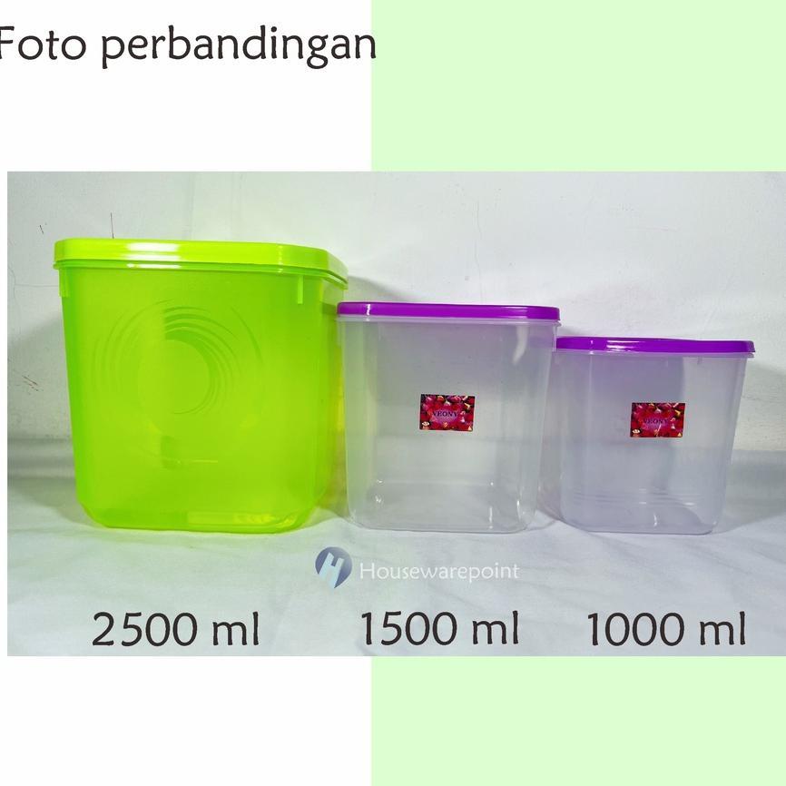 6 Pcs Toples Plastik 1500 Ml / Toples Plastik Murah/ Toples Kotak Veony (Veony 1500Ml)