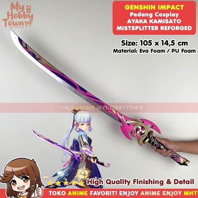 Replika Pedang Cosplay Genshin Impact Mistsplitter Reforged Ayaka (TERBAIK) (TERBARU) (TERMURAH)