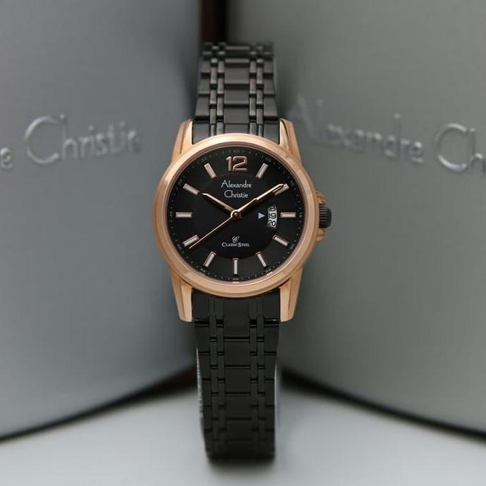 Jam Tangan Wanita Alexandre Christie AC 8325 Orinal - Rosegold Black