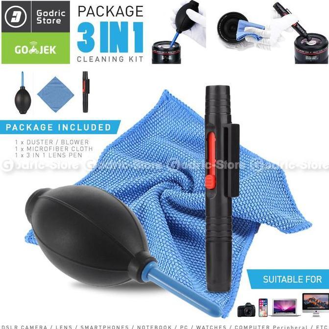 Cleaning Kit 3 in 1 Lensa Kamera Pembersih Monitor LCD HP Laptop Air Blower + Lens Pen + Micro Fiber