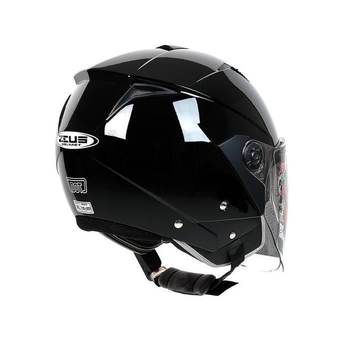 TERLARIS ZEUS ZS 205 BLACK HALF FACE DOUBLE VISOR HELMET