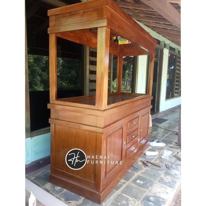 BUFET AQUARIUM MINIMALIS / MEJA AQUARIUM 200 CM KAYU JATI JEPARA