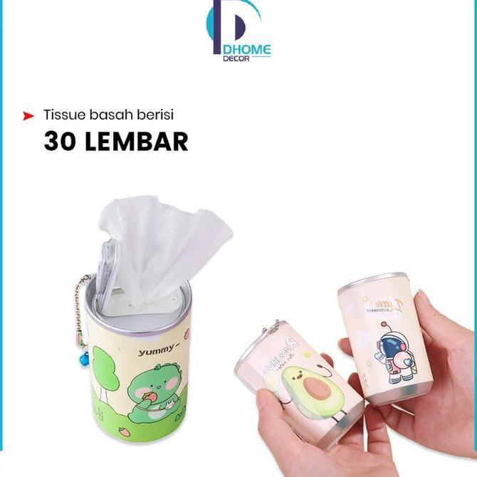 ENCRASH [COD] DH C792 Tissue Basah Kaleng Mini Korea Karakter Isi 30 Lembar Sekali Pakai Portable Pr