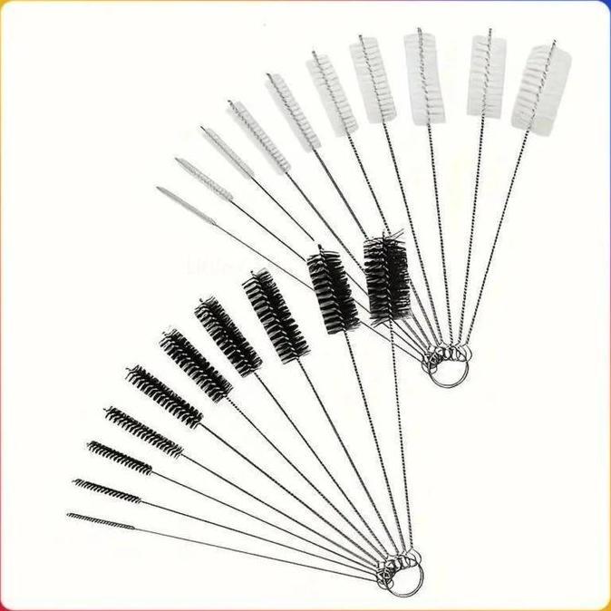 CRASOS Sikat Tabung Reaksi Stainless Steel 10 Set Sikat Lab Kimia Tahan Karat dengan Handle Panjang 
