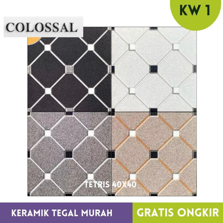 Keramik Tetris motif 3D 40x40 Centurion Temar Garasi / Kamar mandi