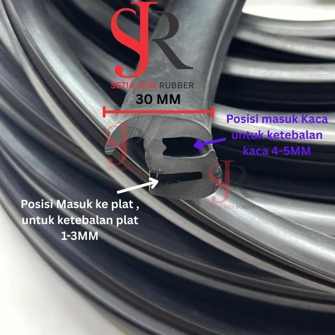 KARET KACA S POLOS LEBAR 30MM KARET KACA MOBIL TYPE S POLOS 3CM METERAN PREMIUM