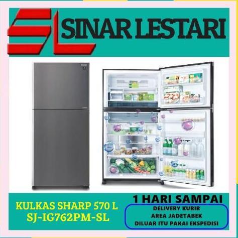KULKAS SHARP SJ-IG762PM-SL 2 PINTU INVERTER 570 L WITH PLASMA CLSUTER