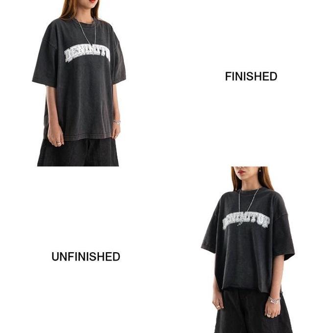 Denimitup Logo Tee x Heiden Heritage - Snowish Grey White On Black - Baju