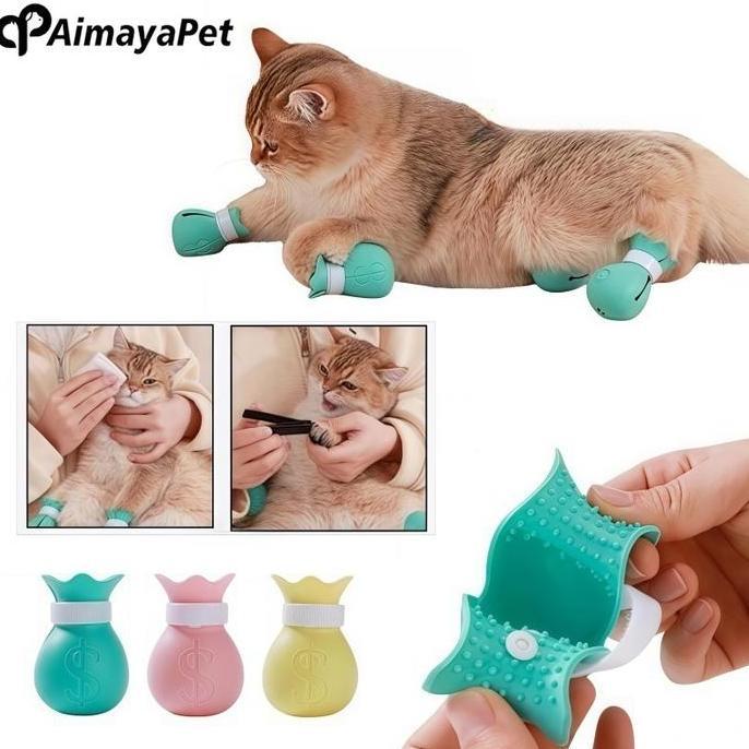 AimayaPet 4 Pcs Penutup Kaki Kucing / Penutup Kaki Hewan Peliharaan / Sepatu Hewan Peliharaan / Sepa