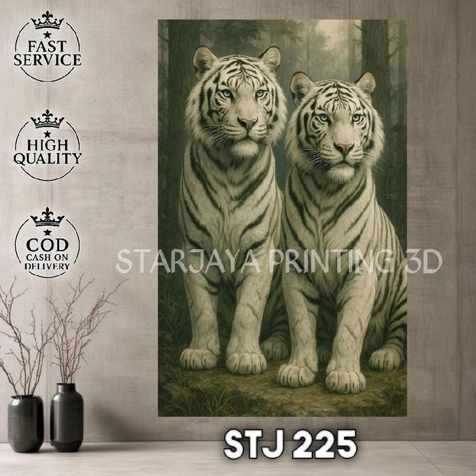 Uzikemboshop4 - Wallpaper Dinding 3D Motif Harimau Putih Keren Dan Gagah - Buat Ruangan Anda Menjadi
