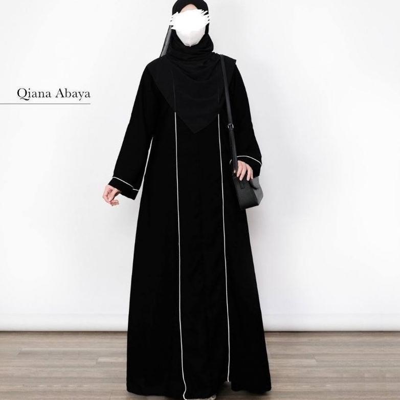 ORIGINAL HWM- ABAYA HILMA PREMIUM GAMIS ARAB MUSLIMAH GAMIS HITAM SIMPLE CRINKLE AIRFLOW LIS PUTIH D