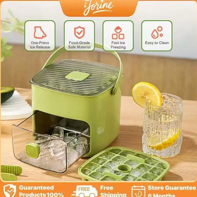 JC Ice Cube Maker 28 Grid Cetakan Es Batu Kristal Transparan, Pembuat Es Batu Mini Praktis, Tempat E