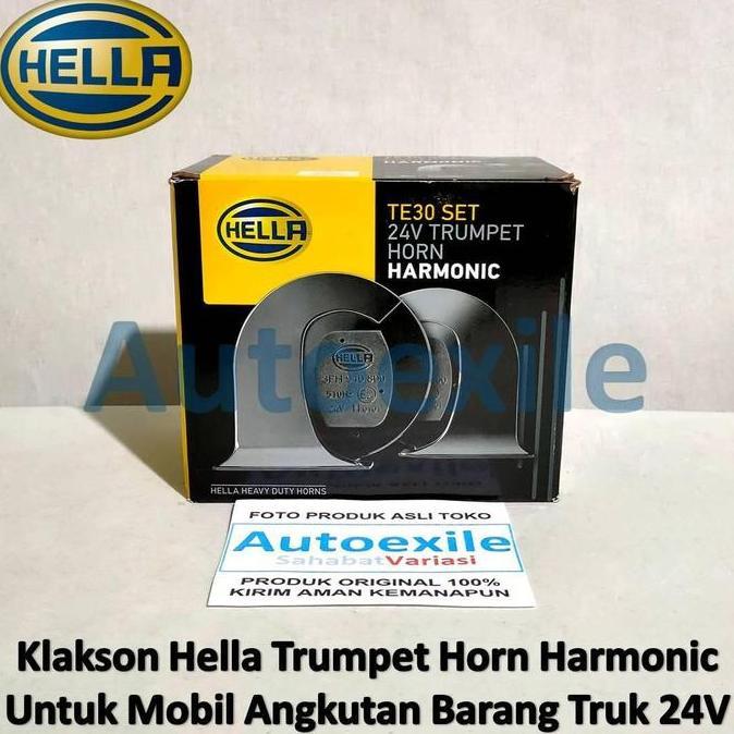 TERMURAH - Hella TE30 Set 24V Trumpet Horn Harmonic Original Klakson Keong Mobil Angkutan Barang Aki