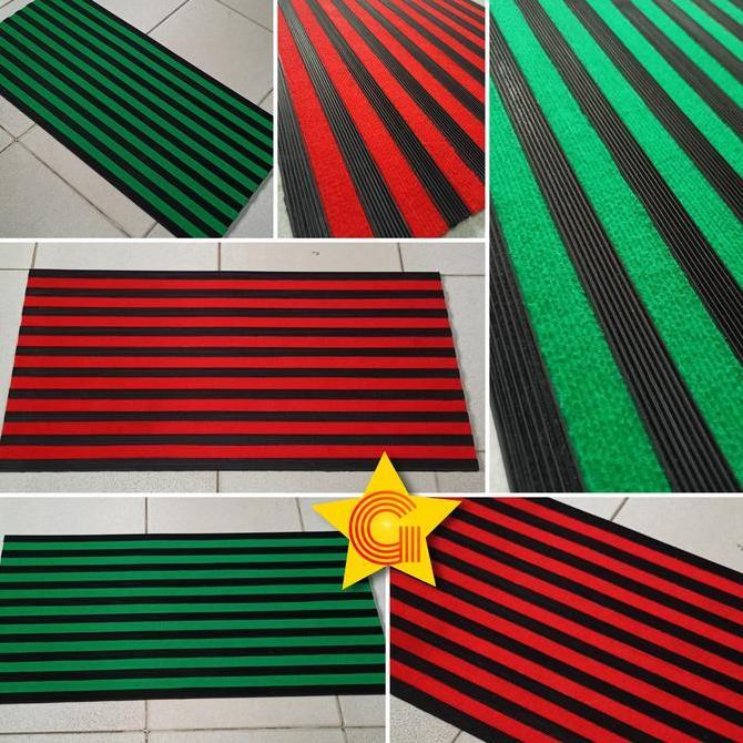 Karpet Keset Karet Motif Bludru Garis Mewah 100x50cm 11mm Anti Slip