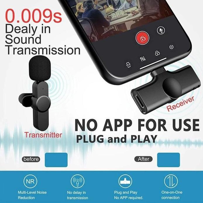 Wireless Microphone  Clip-On Mini Portable for Smartphone