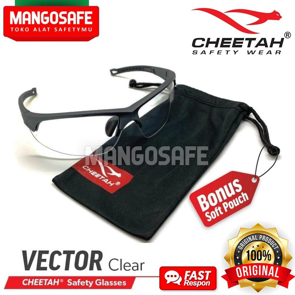 CHEETAH VECTOR CLEAR / Kacamata Trendy Keren VIRAL Putih Bening Pelindung Motor Biker Ojol / Safety 