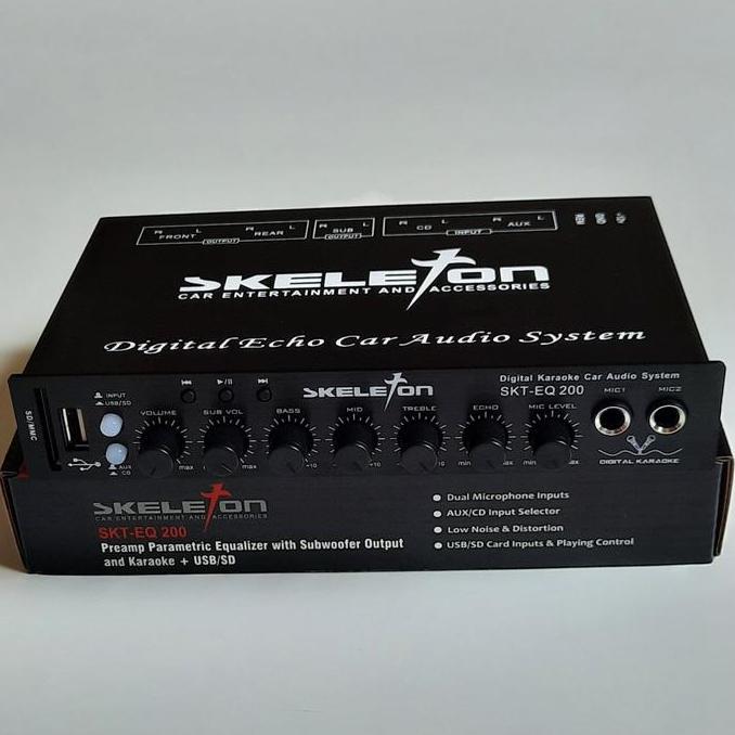Preamp Parametric Equalizer Mobil Dengan Subwoofer Output dan Karaoke + USB/SD