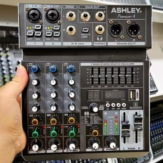 Mixer Ashley Premium 4 Premium4 USB MP3 Recording Original 4 Channel Mixer,2 Mono/2 Stereo - Pc, Met