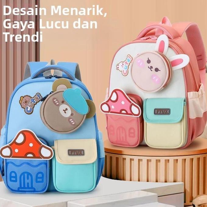 OREJELA Tas Ransel Anak TK Motif Kelinci Kartun Backpack Sekolah untuk Anak