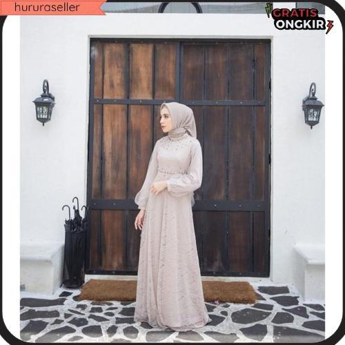 Gamis Brokat Nadine Wanita Dress Lebaran Kondangan Pesta Lamaran Tunangan Elegan Kekinian 2026 Palin