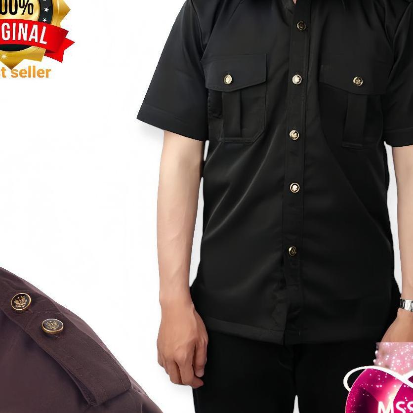 1 Stel Seragam Safari Warna Hitam Baju Safari Sopir Driver Setelan Safari Security Seragam Satpam Ba