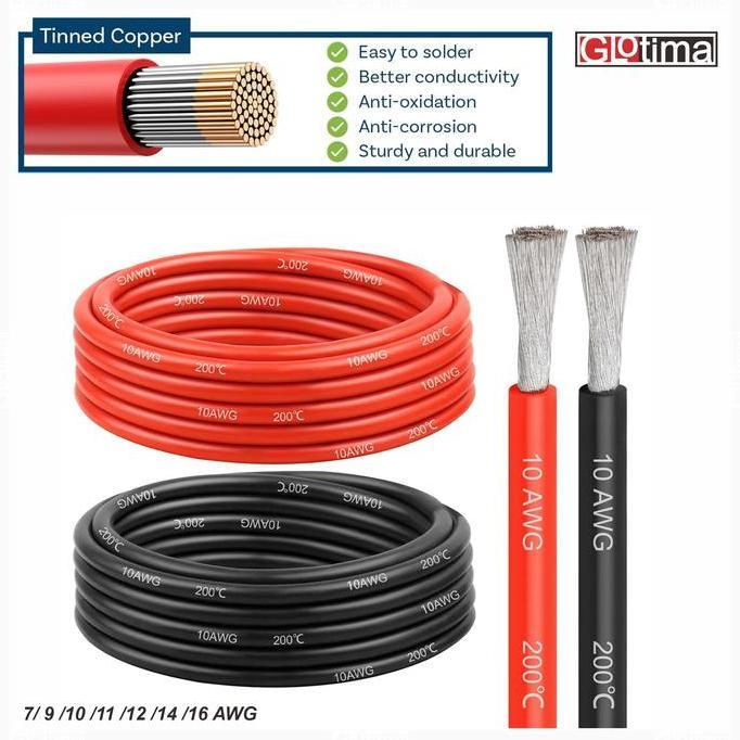 Kabel Silikon Serabut Tembaga Tahan Panas AWG Silicone Cable Tinned Copper Wire 7 10 11 12 14 16 AWG