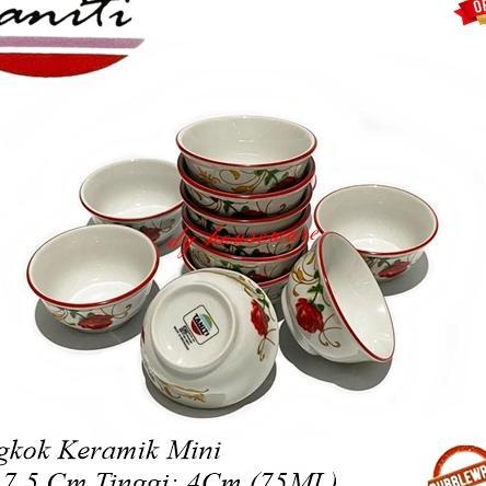 12Pcs Mangkok Keramik Sni Mangkuk Cuko Mangkok Kecil Mawar Merah 12 Pcs / 1 Lusin