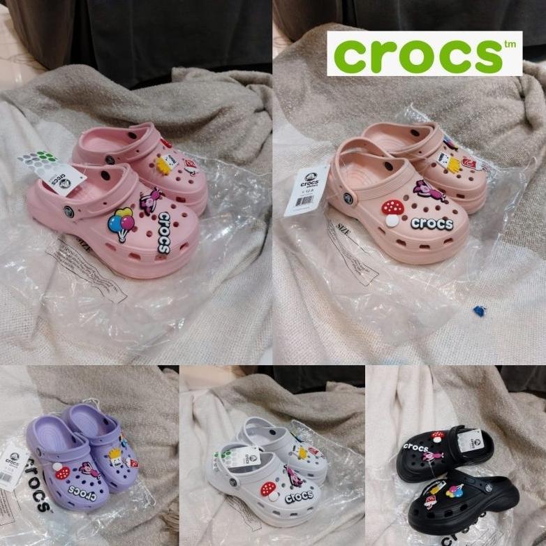new product sandal anak crocs bae jibitz balon / crocs bae anak lengkap jibitz
