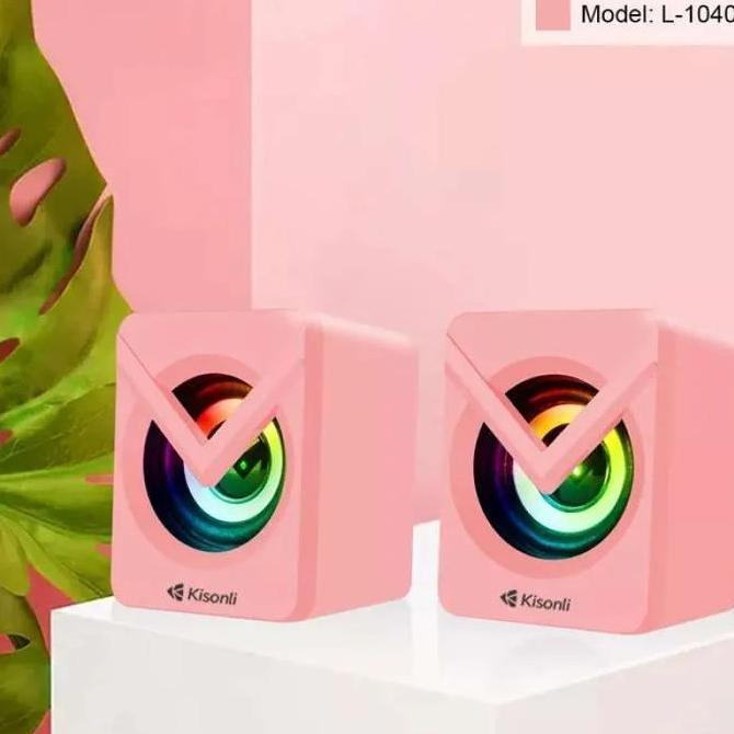 AKSULUTI Speaker Gaming L1040-PINK Handphone Komputer/Laptop/Pc Led Rgb Light With Switch Volume Con