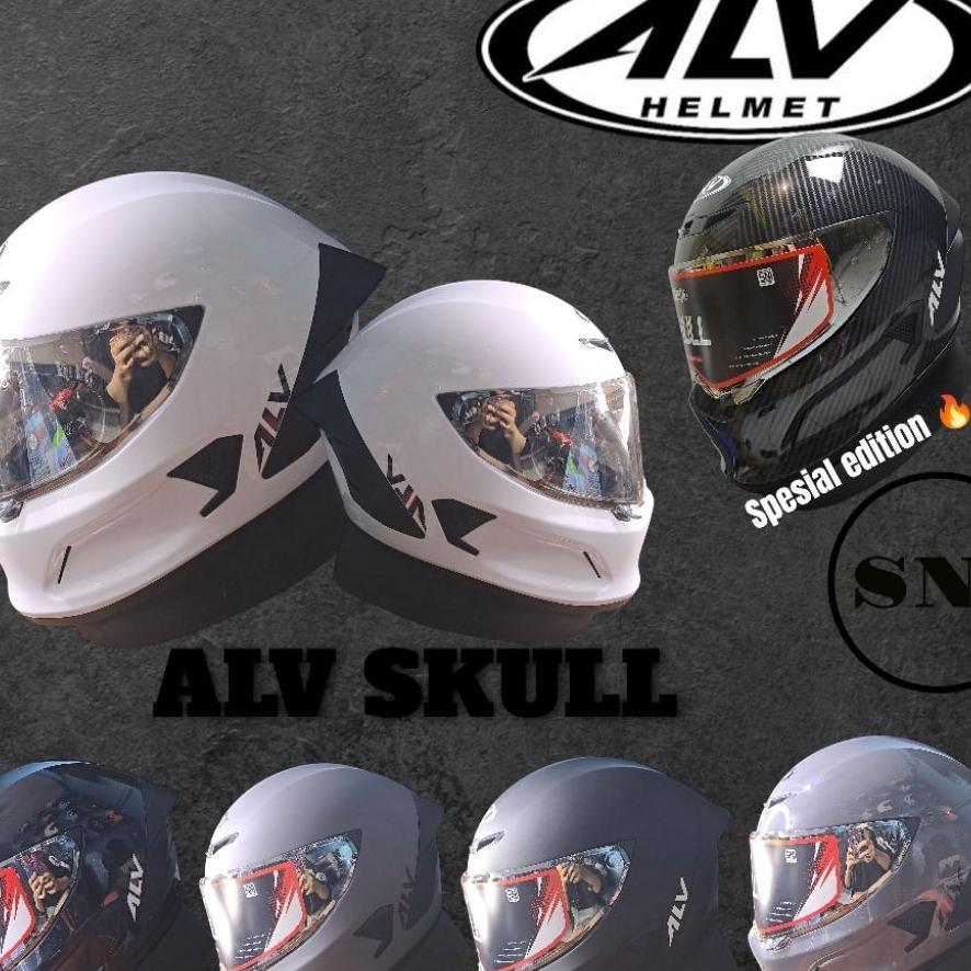 Helm Alv Skull Solid |Helm Full Face Single Visor| Sni