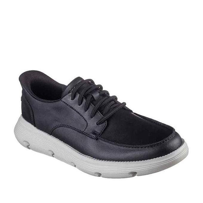 Skechers Slip-Ins Garza Men's Lifestyle Shoes - Hitam Kulit Flat Pria SKE205479BLK Tali Bungee Toe N