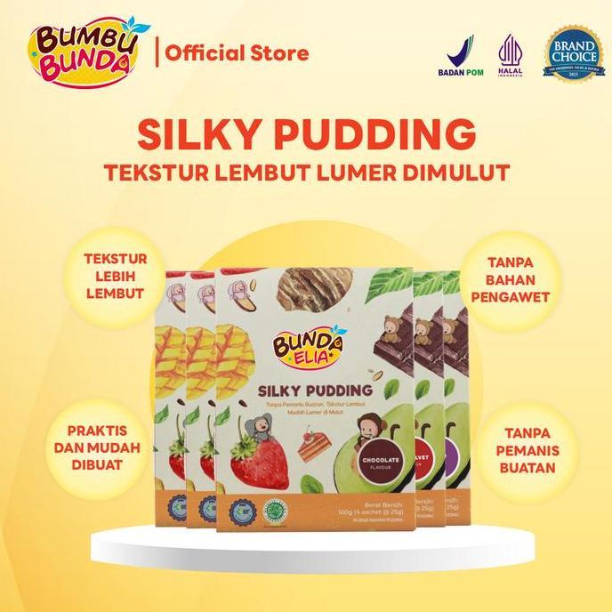Ingredients- Bumbu Bunda Silky Pudding Strawberry / Coklat / Plain / Redvelvet 100Gr (Isi 4) -Cemila