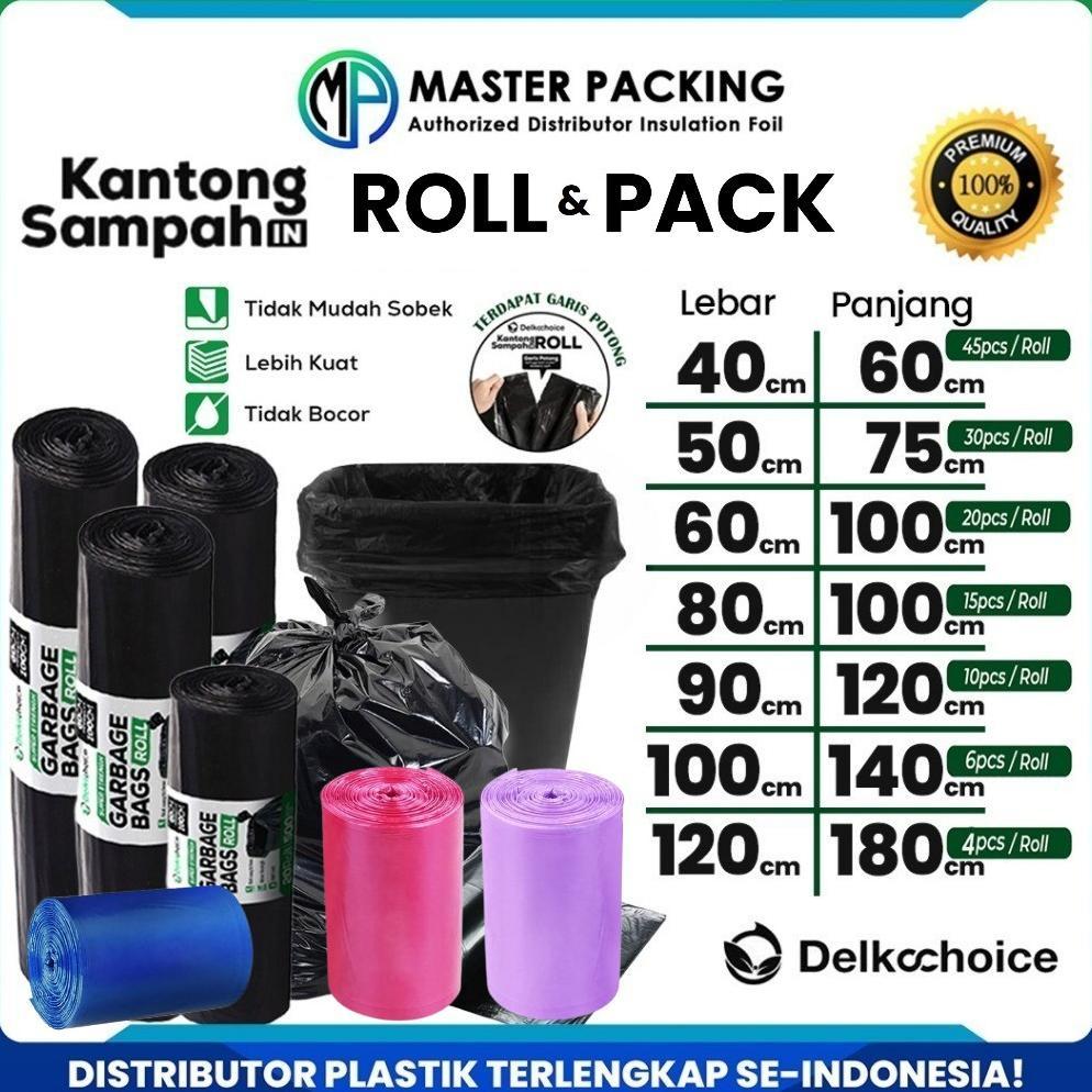Kantong Kresek Plastik Sampah Per-Roll / Plastic Trash Bag / Garbage Bags Hitam Tebal Delkochoice